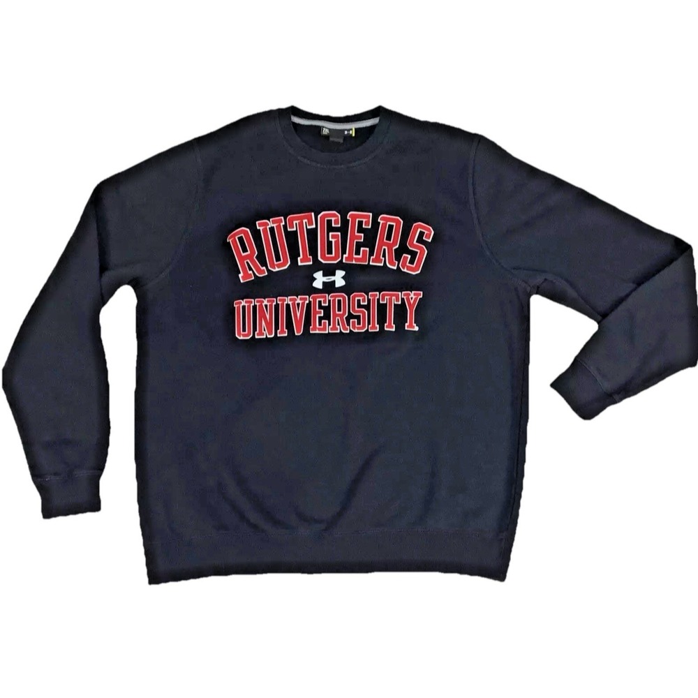 Under Armour Rutgers University Sweatshirt Men 2XL Black Crewneck Loose Fit Logo